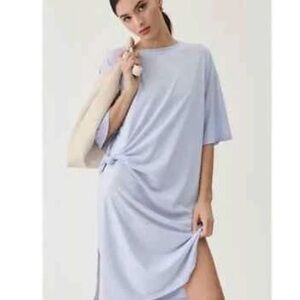 Anthropologie Daily Practice Twist Front Oversized‎ T-Shirt Dress Lilac Small